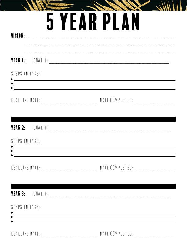 Printable 5-year Planning Template Sample Printable 5-year Planning Template Sample