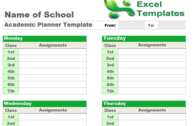 Printable Academic Planning Template Example Printable Academic Planning Template Example