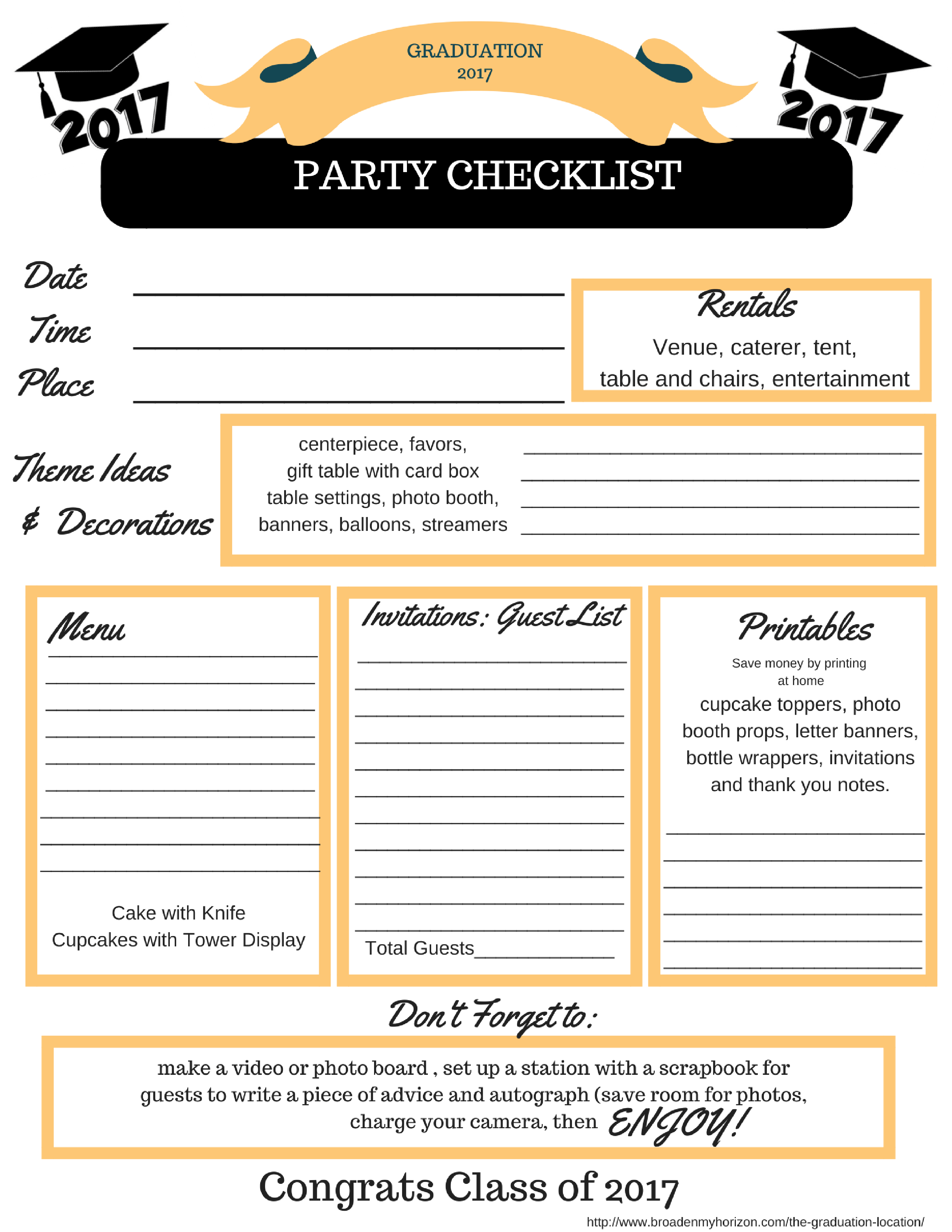 Printable Graduation Planning Template Example Printable Graduation Planning Template Example