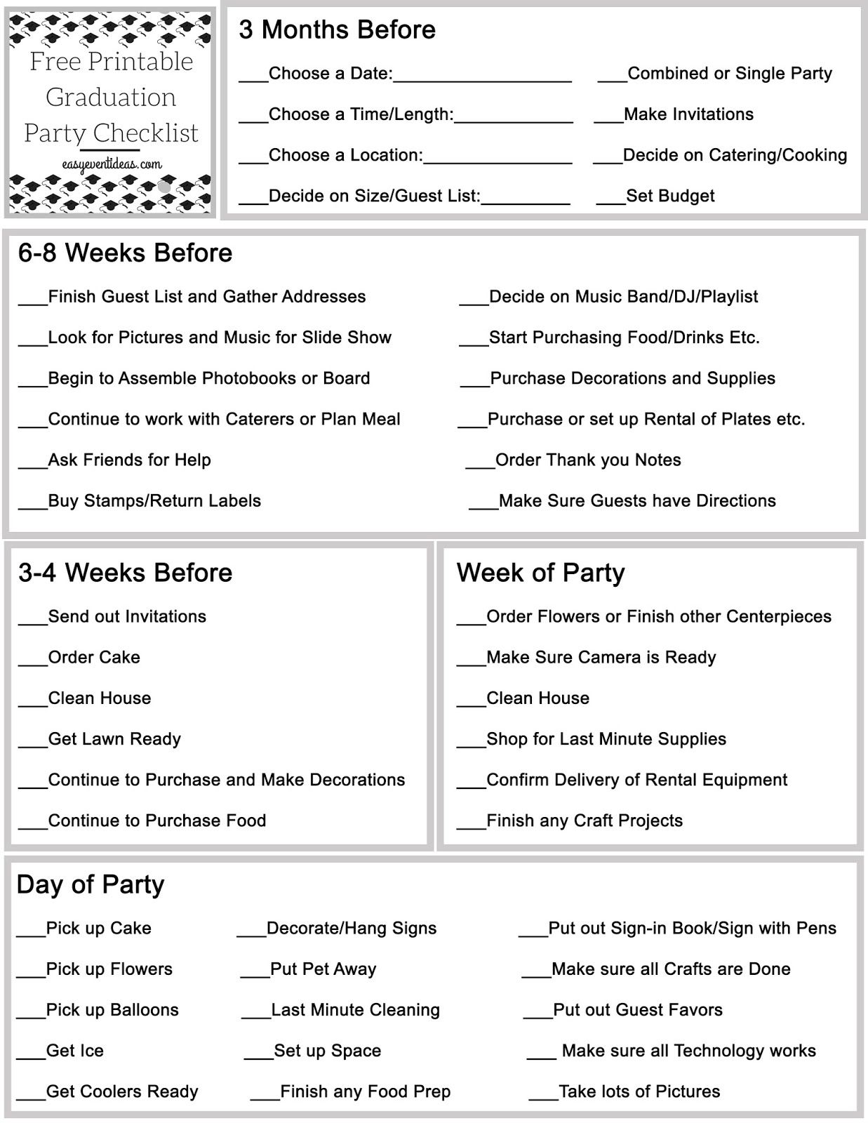 Printable Graduation Planning Template Sample Printable Graduation Planning Template Sample