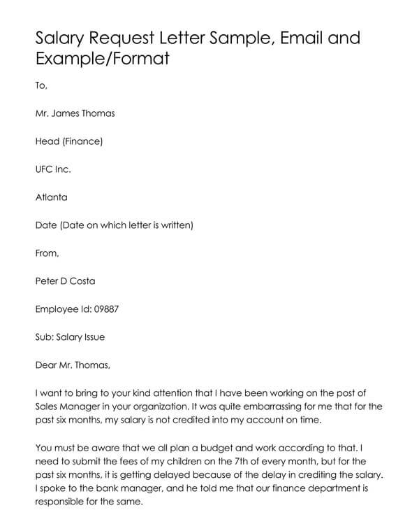 Printable Salary Request Letter Template Printable Salary Request Letter Template