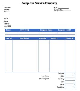 Printable Service Receipt Template Example