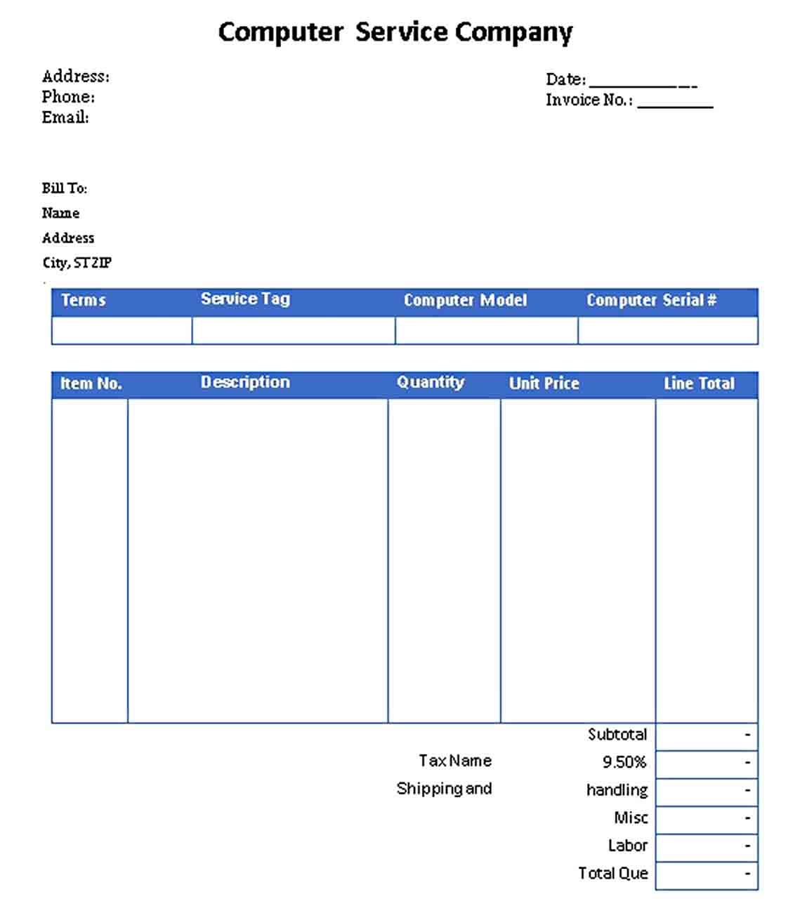 Printable Service Receipt Template Example Printable Service Receipt Template Example