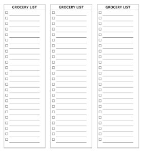 Printable Simple Grocery List Template Sample
