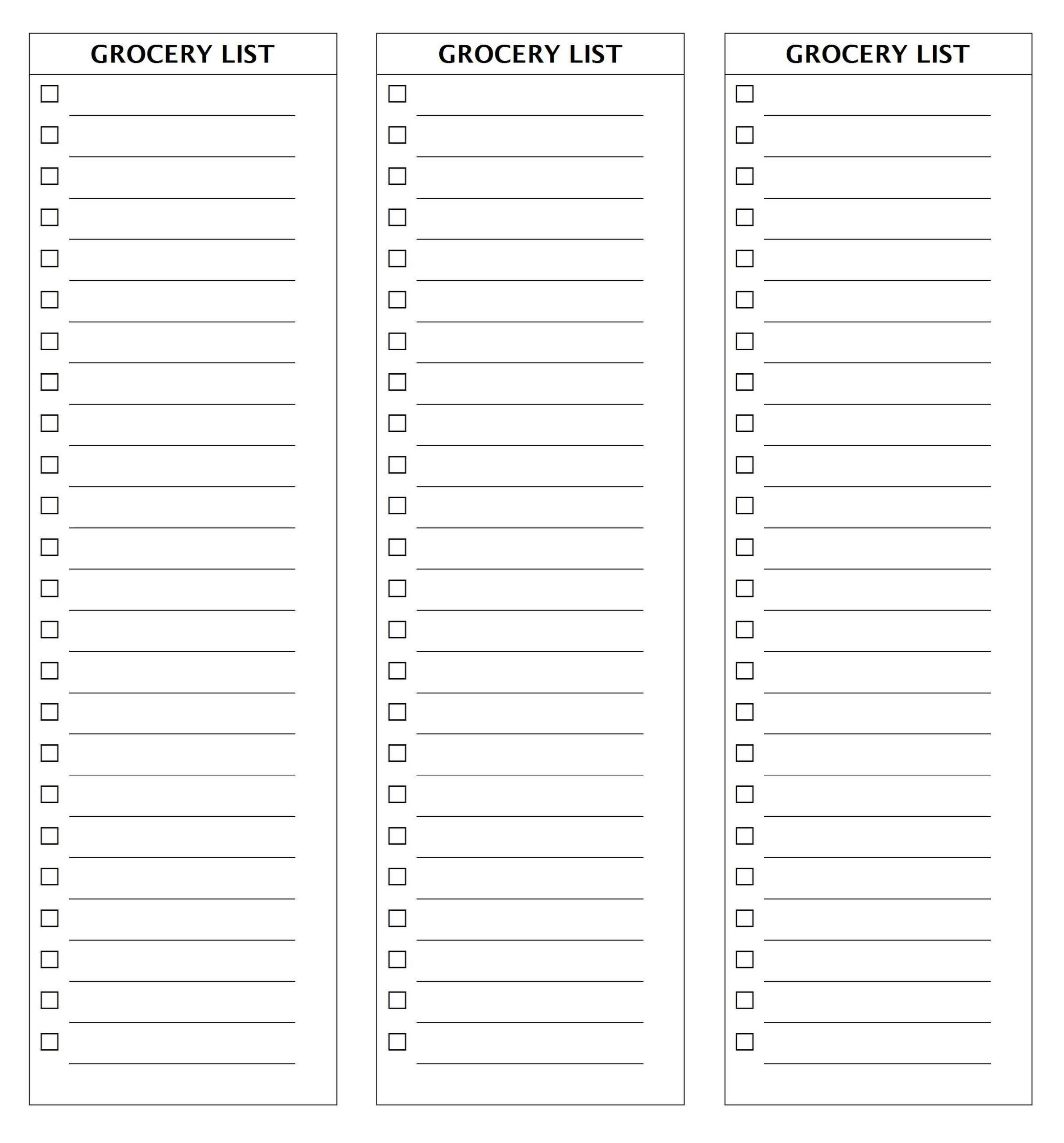 Printable Simple Grocery List Template Sample Printable Simple Grocery List Template Sample