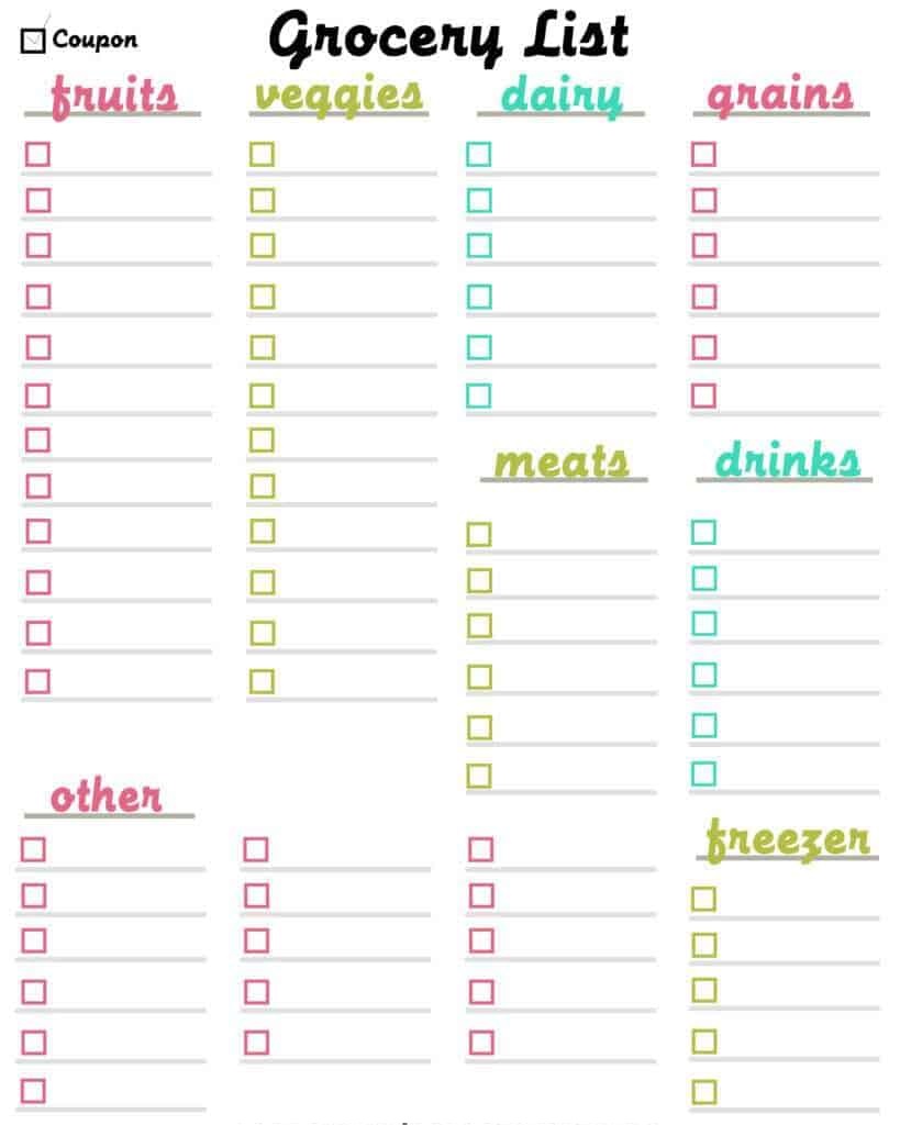 Printable Simple Grocery List Template Printable Simple Grocery List Template