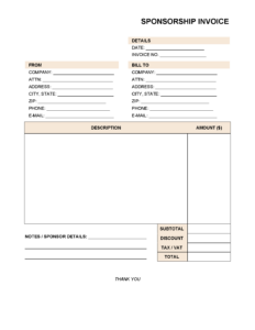 Printable Sponsorship Receipt Template Example
