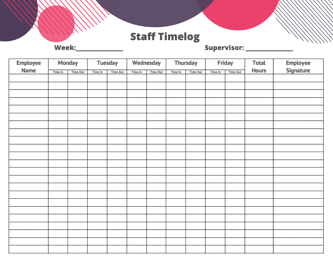 Printable Staff Count Sheet Template Sample Printable Staff Count Sheet Template Sample