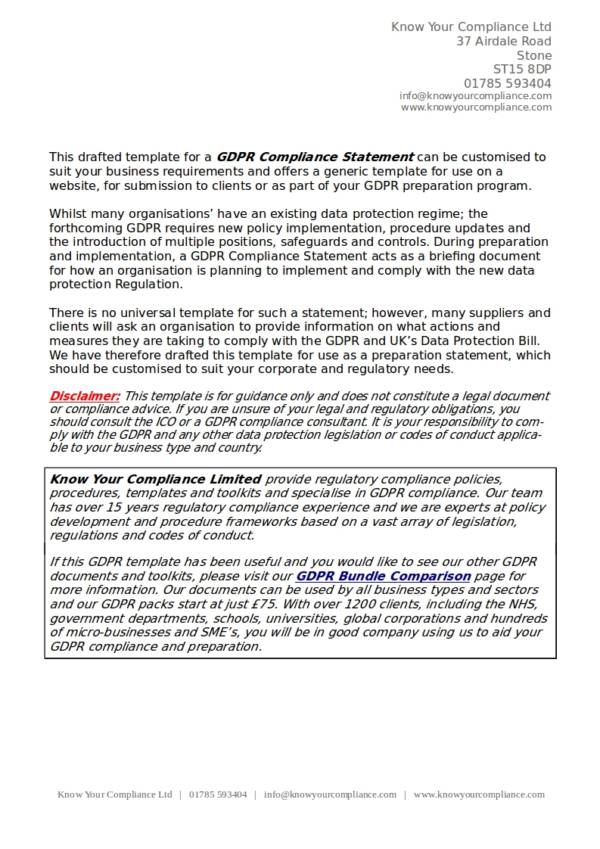 Printable Statement of Compliance Template Printable Statement of Compliance Template