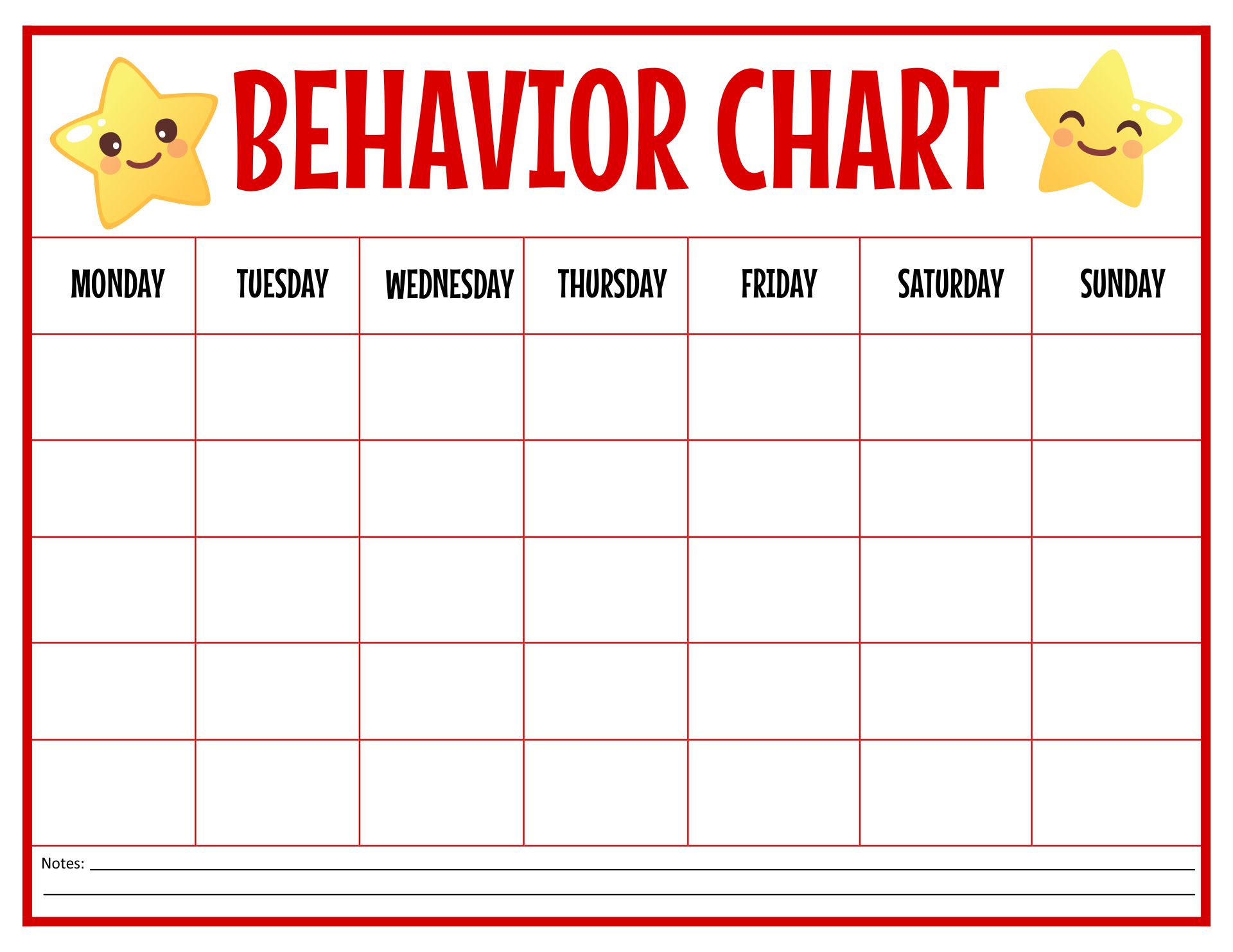 Printable Sticker Chart Template