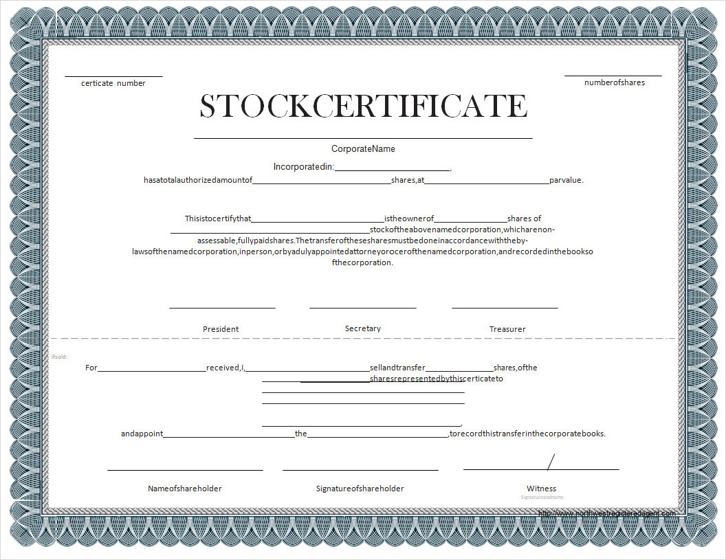 Printable Stock Certificate Template Printable Stock Certificate Template