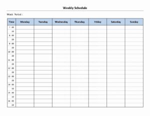 Monday Through Sunday Schedule Template New Printable Weekly