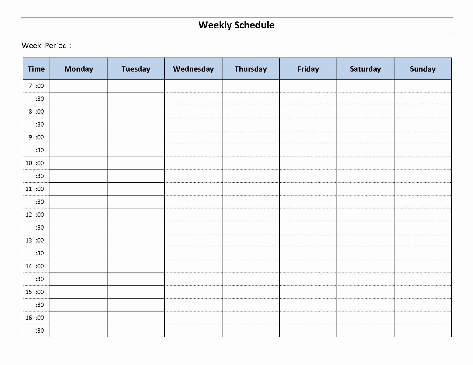 Monday Through Sunday Schedule Template New Printable Weekly Monday Through Sunday Schedule Template New Printable Weekly