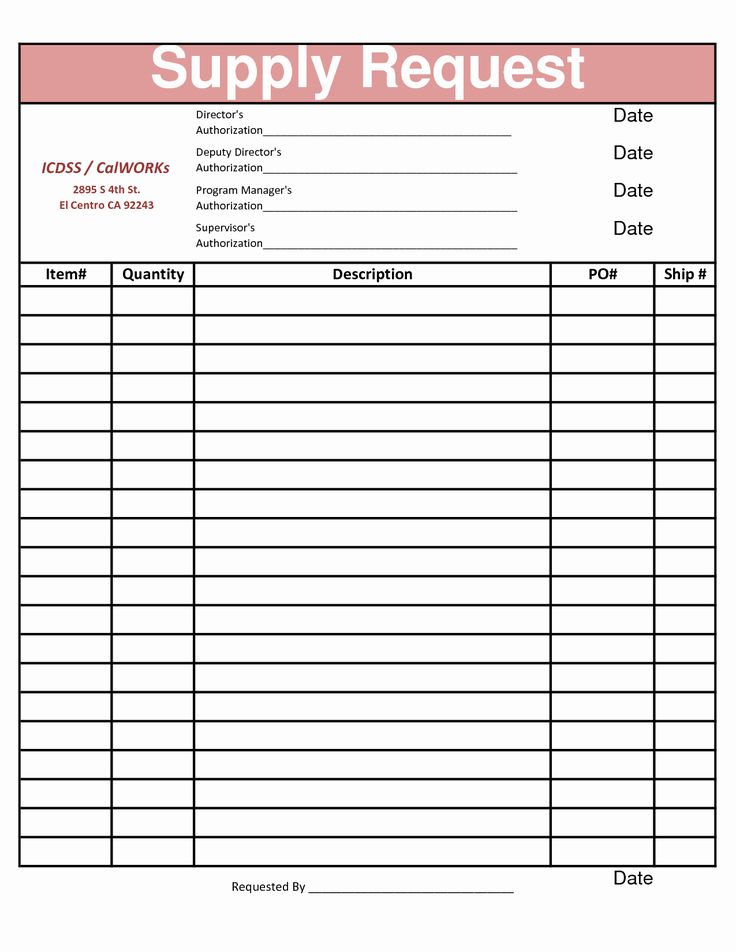 Printable Supply Order Sheet Template Example Printable Supply Order Sheet Template Example