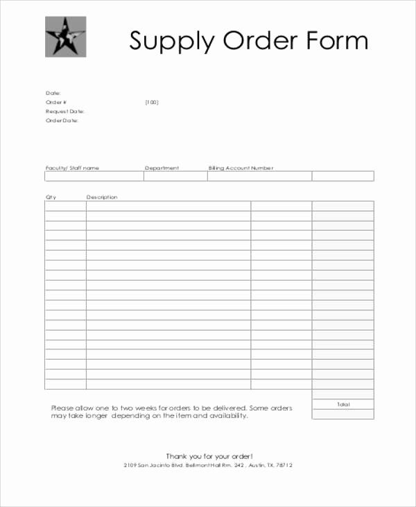 Printable Supply Order Sheet Template Sample Printable Supply Order Sheet Template Sample
