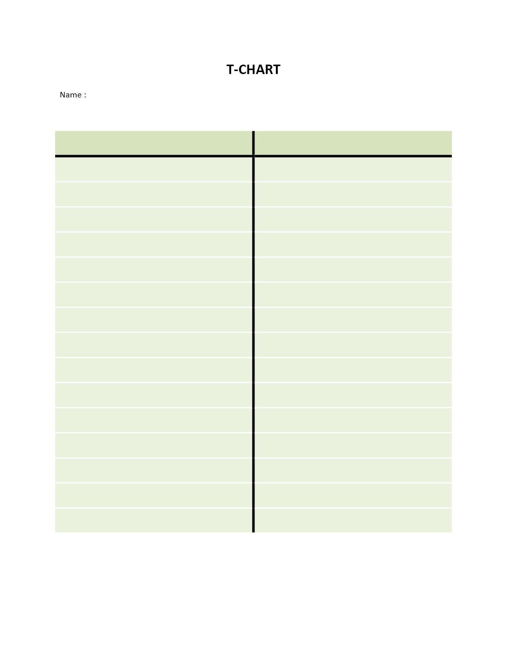 Printable T Chart Template Sample Printable T Chart Template Sample