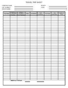 Printable Travel Log Template