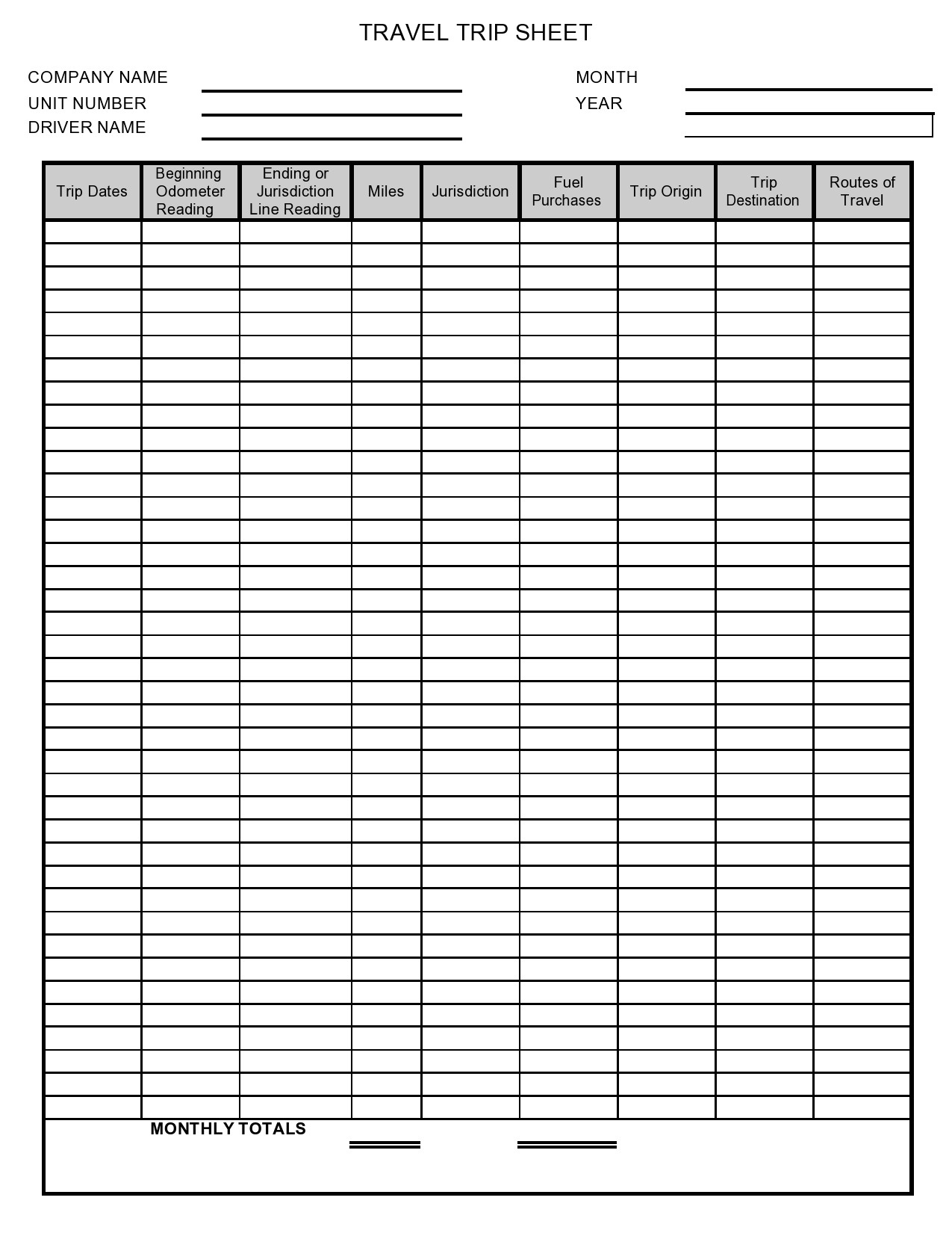 Printable Travel Log Template Printable Travel Log Template