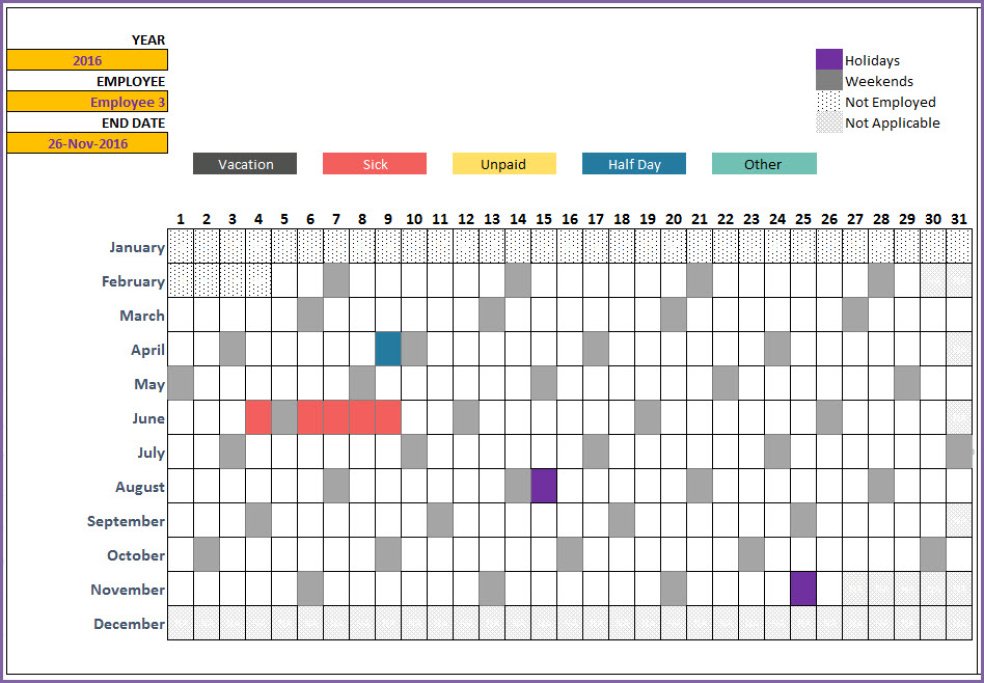 Printable Vacation and Leave Tracker Template Example Printable Vacation and Leave Tracker Template Example
