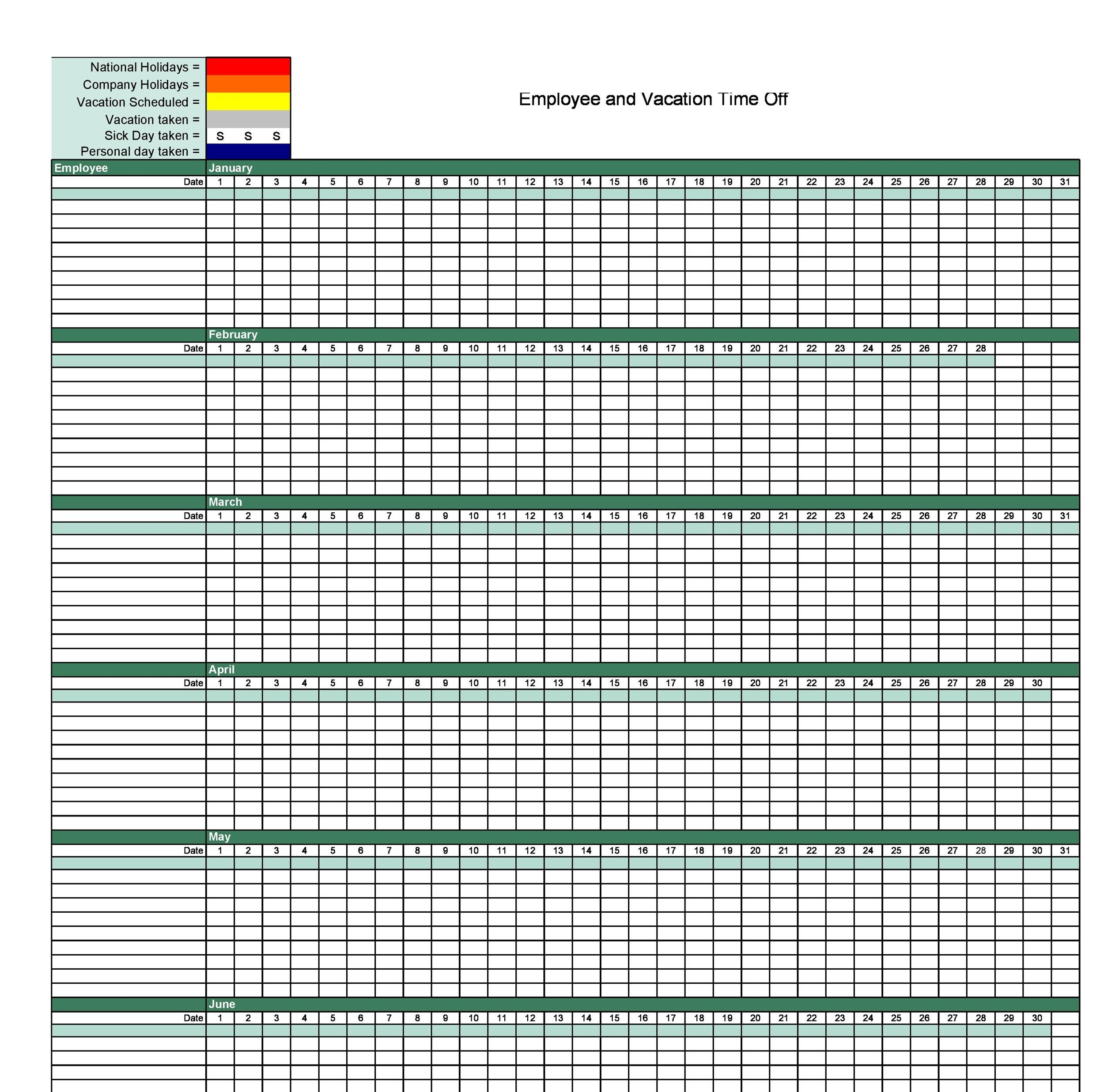 Printable Vacation and Leave Tracker Template Printable Vacation and Leave Tracker Template