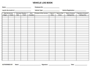 Printable Vehicle Log Book Template Example