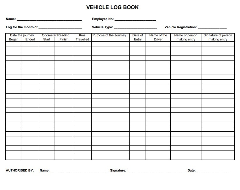 Printable Vehicle Log Book Template Example Printable Vehicle Log Book Template Example