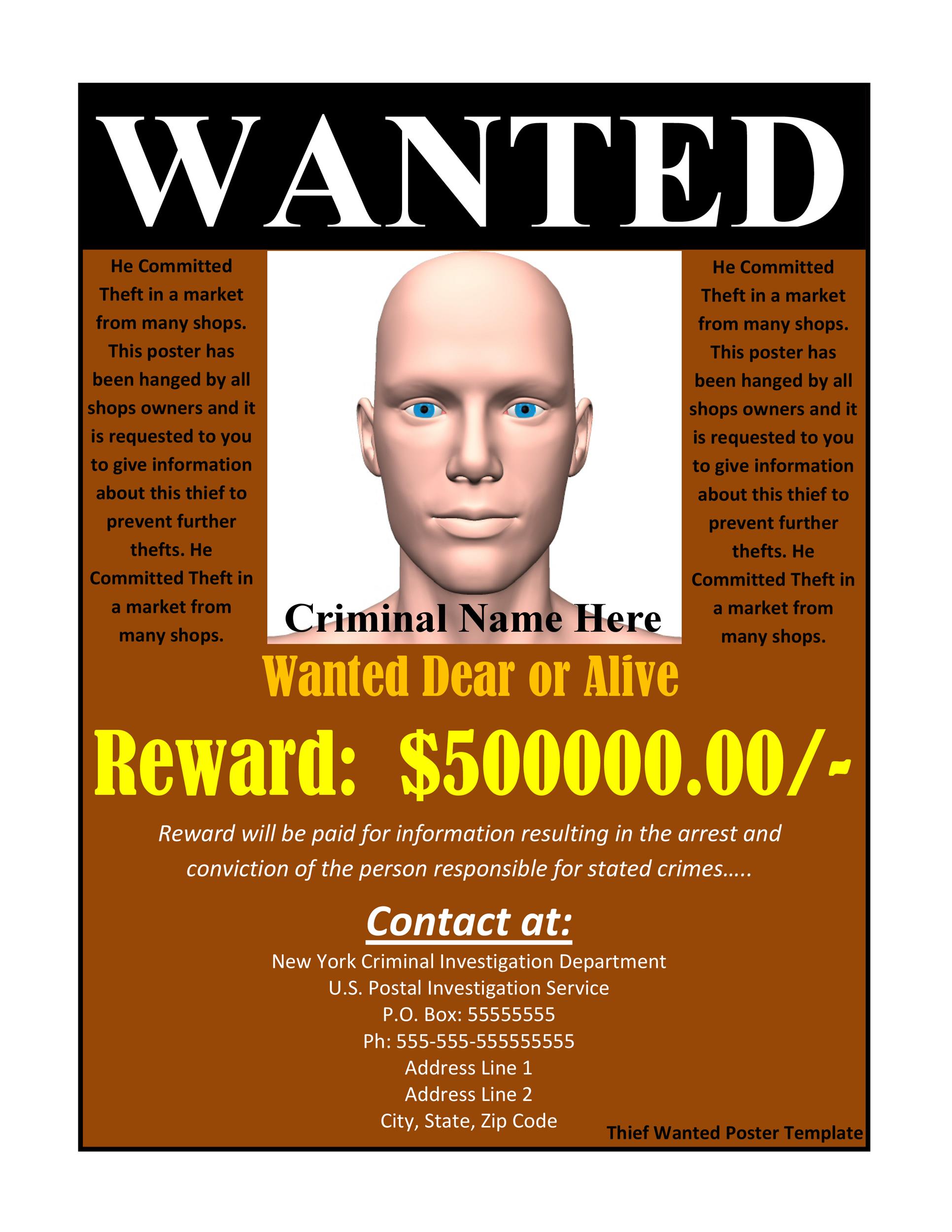 Printable Wanted Poster Template Sample Printable Wanted Poster Template Sample