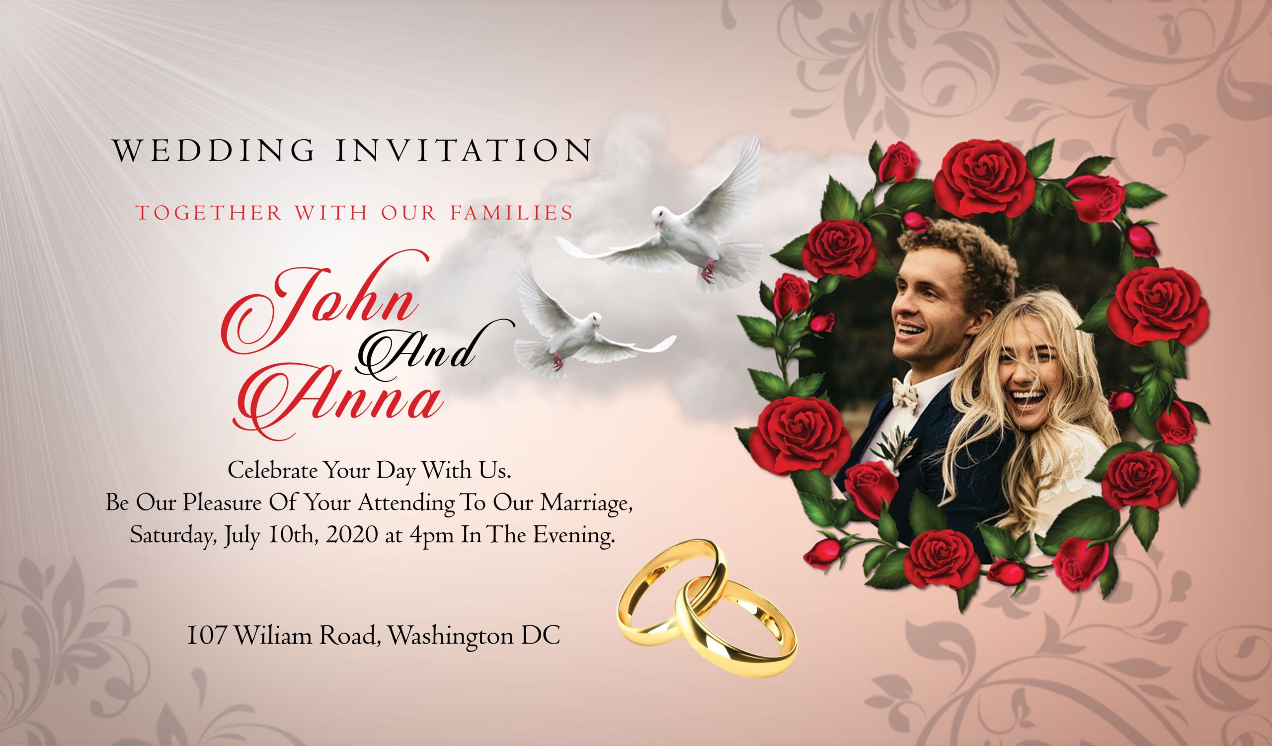 Printable Wedding Invitation Flyer Template Example Printable Wedding Invitation Flyer Template Example