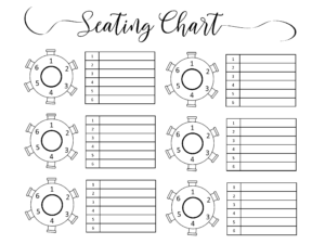 Printable Wedding Seating List Template Sample