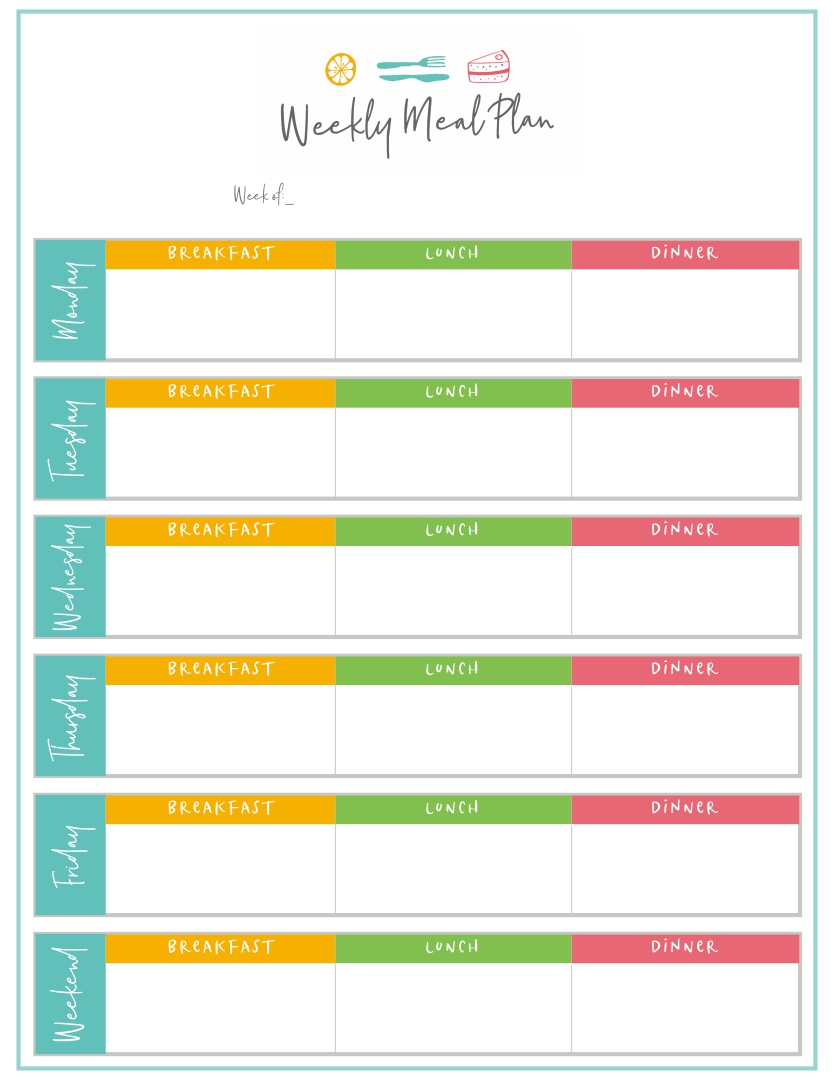 Printable Weekly Food Chart Template Sample Printable Weekly Food Chart Template Sample