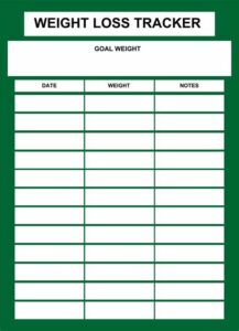 Printable Weight Loss Log Template Sample