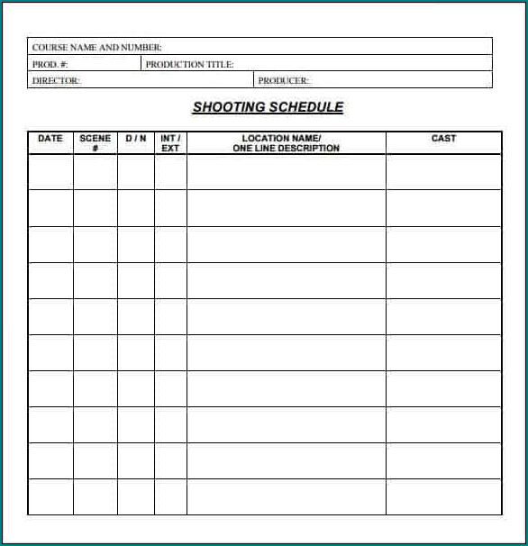 Production Schedule Template Excel Example