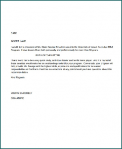 Professional Letter Of Recommendation Example