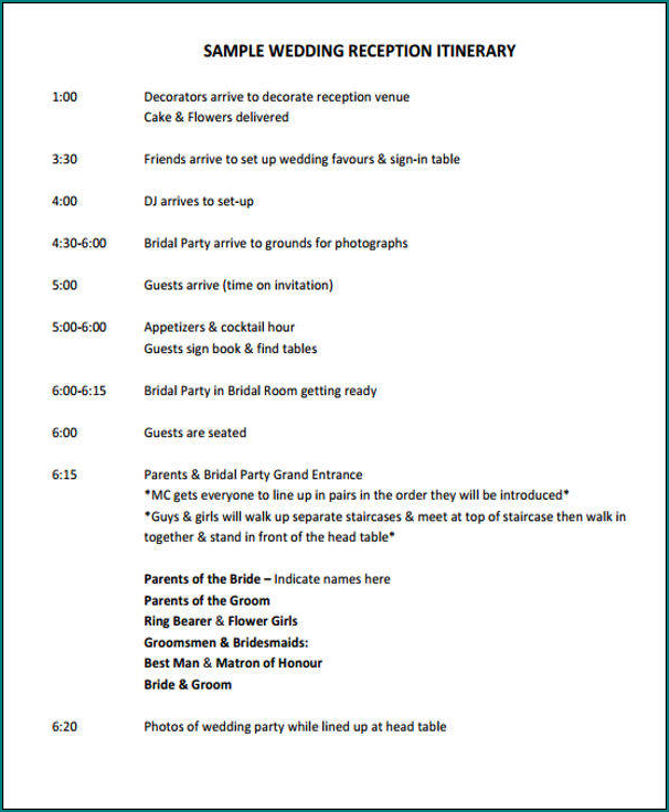 Program Format For Events Example