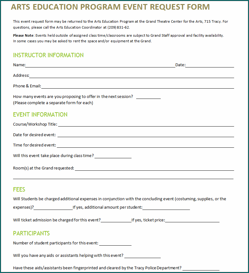 Program Format For Events