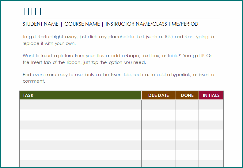 Project List Template