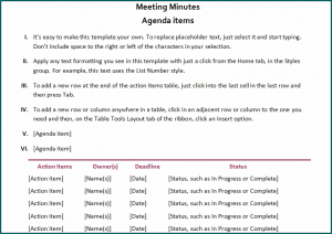 Project Meeting Minutes Template
