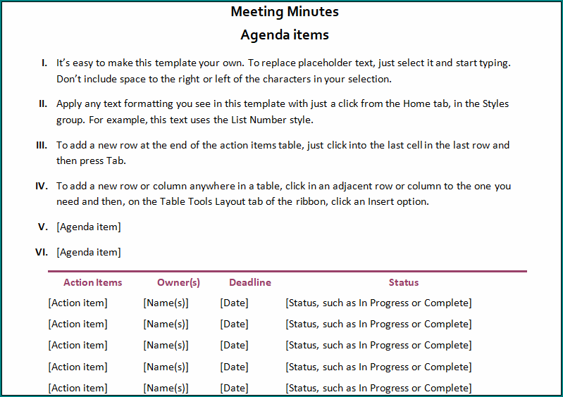 Project Meeting Minutes Template