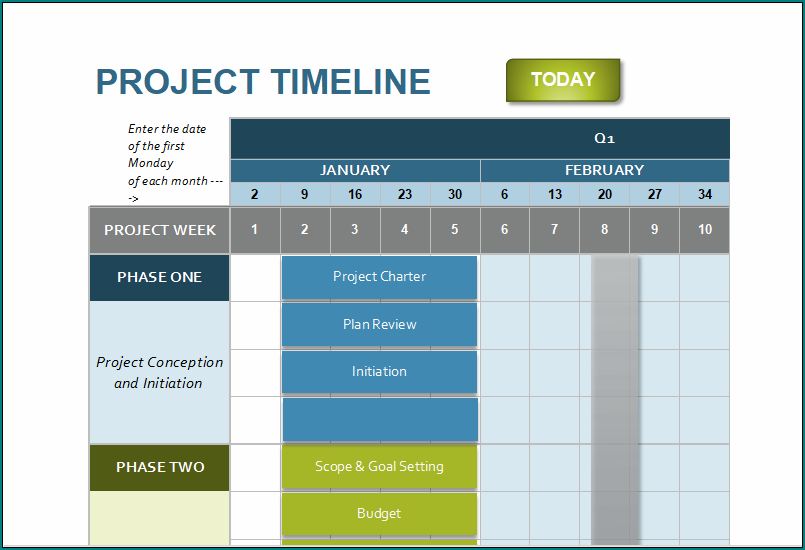 Project Timeline Excel Template