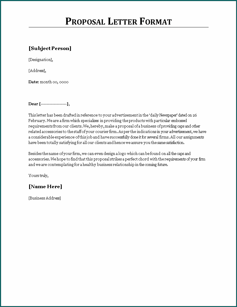 Proposal Letter Sample