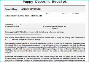 Puppy Deposit Receipt Template
