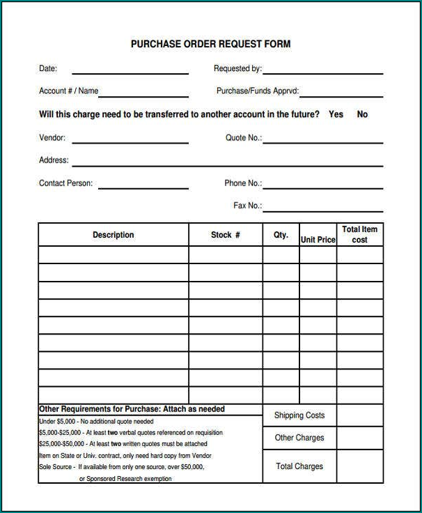 Purchase Order Form Example