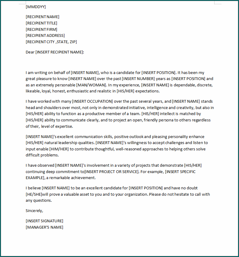 Recommendation Letter For Job