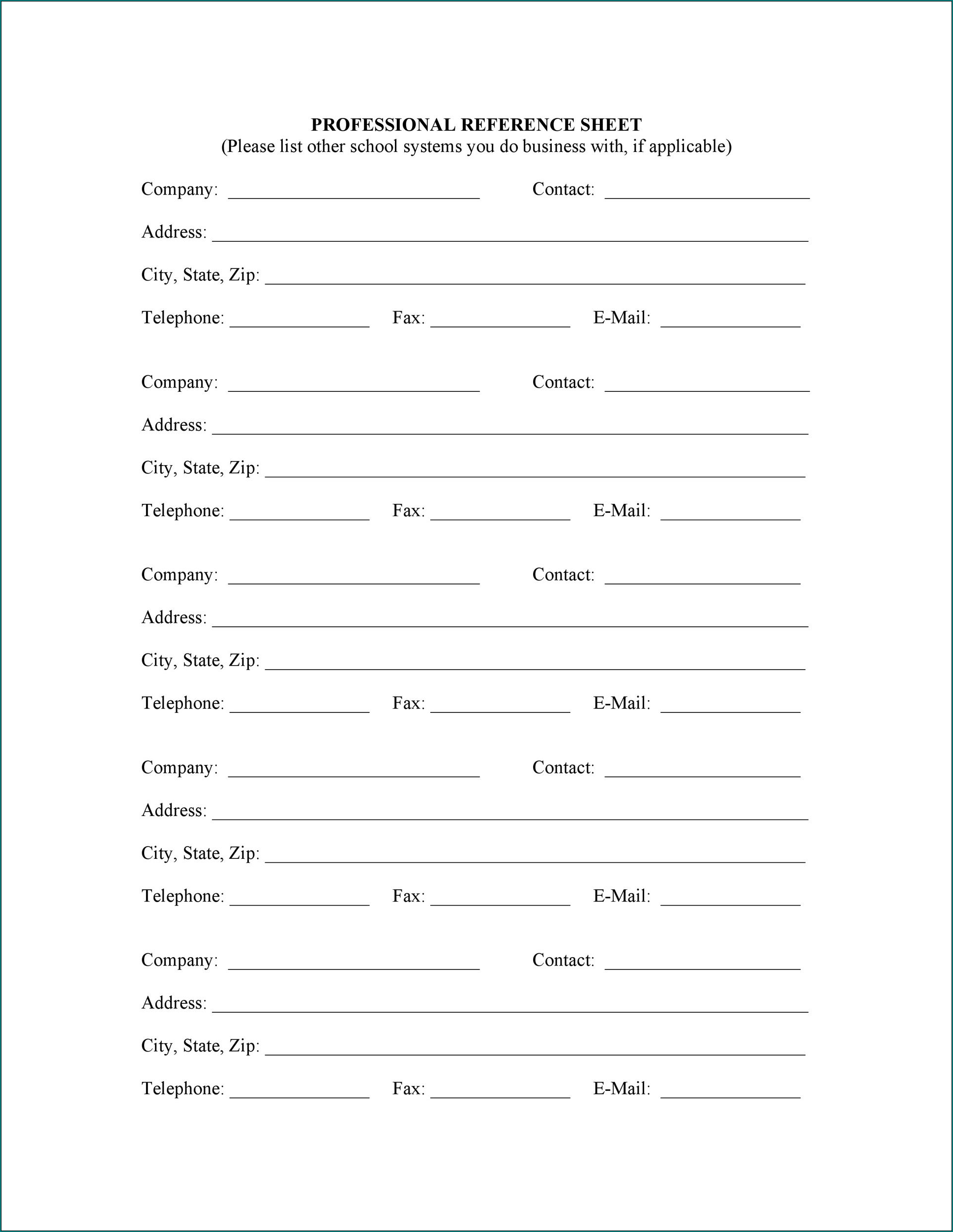 Reference List Template Sample