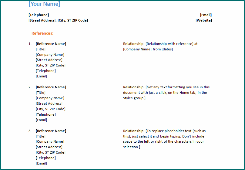 Reference List Template