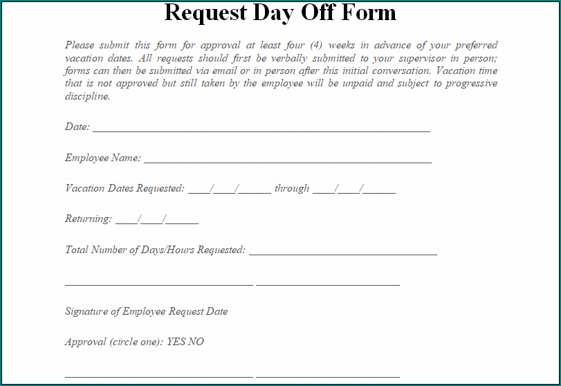 Request Day Off Form