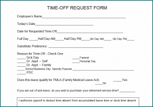 Request For Time Off Form