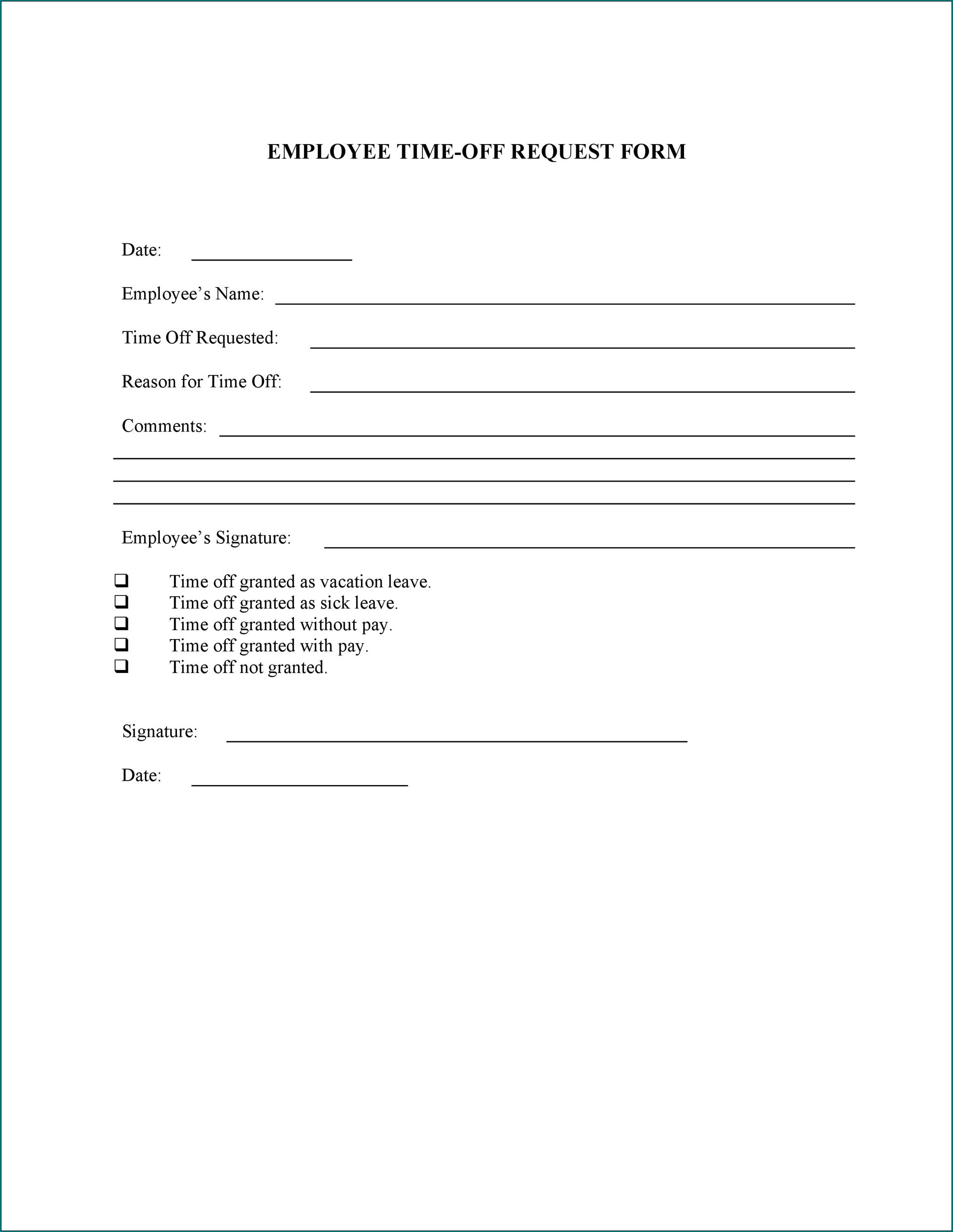 Request Time Off Form Example