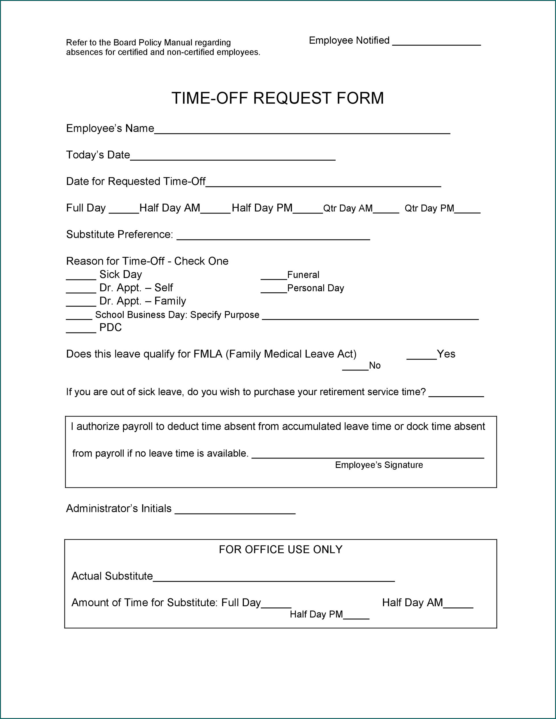 Requesting Time Off From Work Example