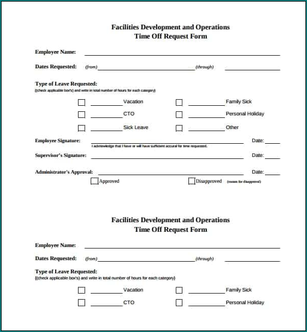 Requesting Time Off From Work Sample